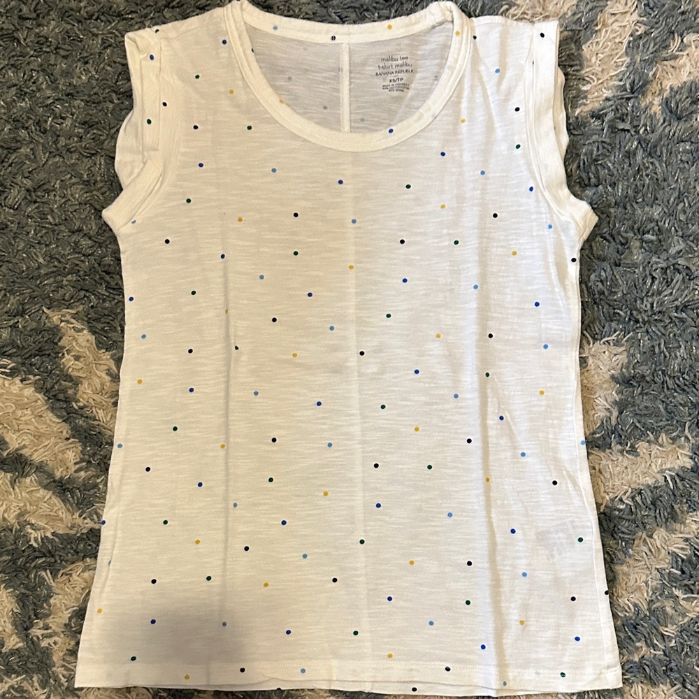 Banana Republic White Multicolor Dot Tank Top